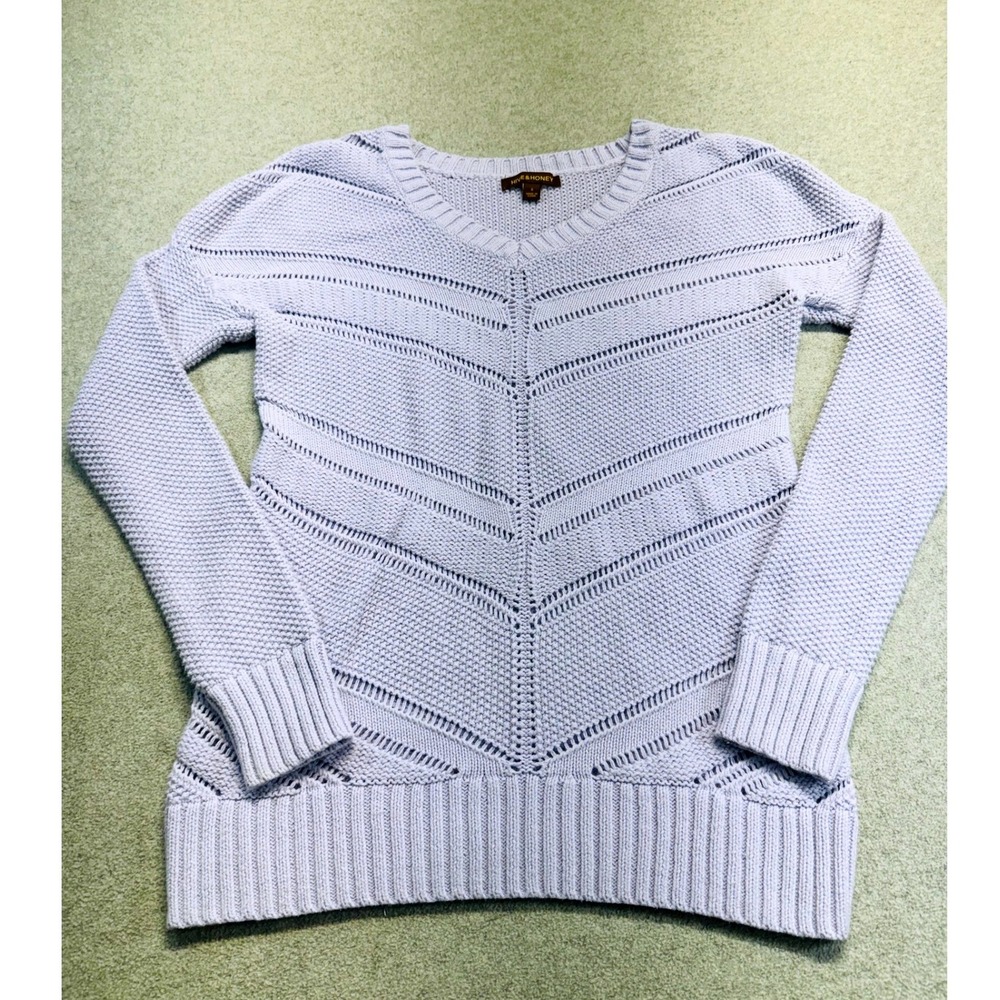 Hive &‎ Honey Lavender Chunky Knit Sweater Womens Small V Neck Cozy Pullover